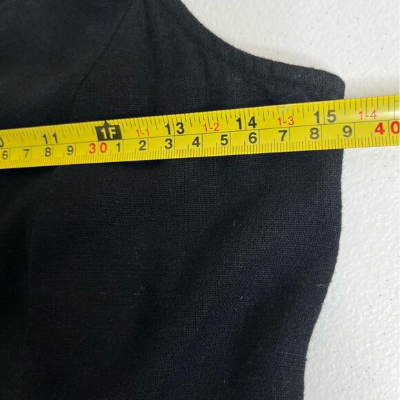 Old Navy Linen Rayon Black Jack Romper Overall Cropped Smocked Back Women Small - Picture 10 of 15